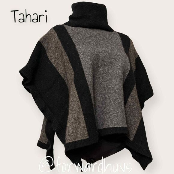 Tahari Wool Blend Poncho Sweater with Cowl Neck Size Small - Picture 1 of 12